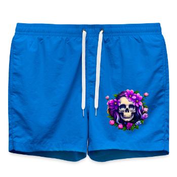 Gothic Skull Lady mit Blumen Mystisches Totenkopf - Badeshorts - Cobalt blue - Vorne - AI Model Male 185 light (185cm)