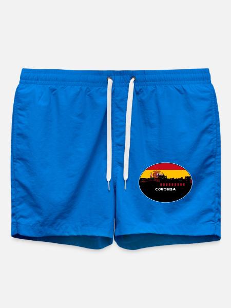 Cordoba Spanien Flagge Skyline Silhouette Reisen - Badeshorts - Cobalt blue