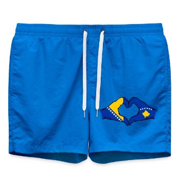Bosnien Kosovo Flagge Hände Herzform - Badeshorts - Cobalt blue - Vorne - AI Model Male 185 light (185cm)