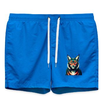 Luchs Zeichentrickfigur Buntes Haustier Tier - Badeshorts - Cobalt blue - Vorne - AI Model Male 185 light (185cm)