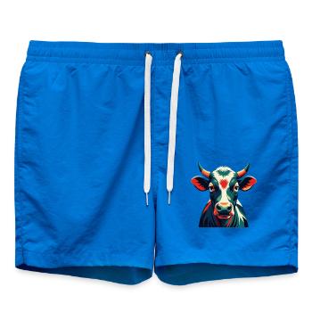 Kuh Cartoon Figur Buntes Haustier Tier - Badeshorts - Cobalt blue - Vorne - AI Model Male 185 light (185cm)
