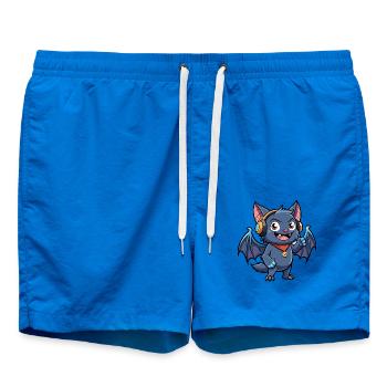 Fledermaus Lustige Zeichentrickfigur Kopfhörer Musik - Badeshorts - Cobalt blue - Vorne - AI Model Male 185 light (185cm)