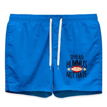 Spread Hummus Not Hate Vegan Geschenk Für Veganer - Badeshorts - Cobalt blue - Vorne - AI Model Male 185 light (185cm)