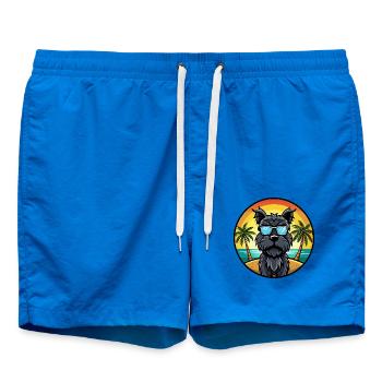 Black Russian Terrier Dog Breed Cartoon Sunglasses - Swim Trunks - cobalt blue - Front - AI Model Male 185 light (185cm)