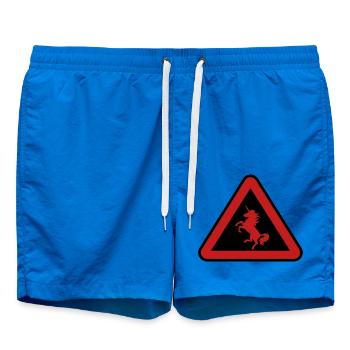 Attention unicorn, danger - Swim Trunks - cobalt blue - Front - AI Model Male 185 light (185cm)