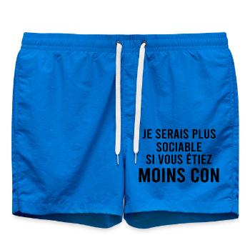 Je serai plus sociable si. - Short de bain - cobalt blue - Devant - AI Model Male 185 light (185cm)
