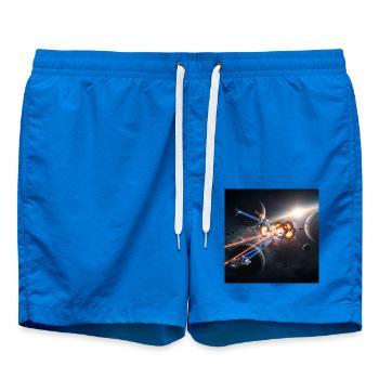 Futuristische Raumfahrt-Illusion - Badeshorts - Cobalt blue - Vorne - AI Model Male 185 light (185cm)