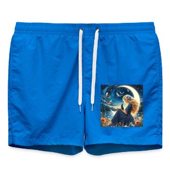 Rêve lunaire: fille bleue et fleurs - Short de bain - cobalt blue - Devant - AI Model Male 185 light (185cm)