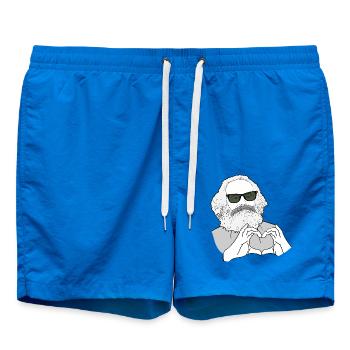 Karl Marx Hände bilden ein Herz Marxisten - Badeshorts - Cobalt blue - Vorne - AI Model Male 185 light (185cm)