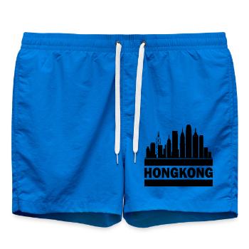 Hong Kong Skyline Souvenir Asia Buddha Gift Om - Swim Trunks - cobalt blue - Front - AI Model Male 185 light (185cm)