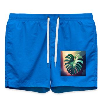 Monstera Leaf - Badeshorts - Cobalt blue - Vorne - AI Model Male 185 light (185cm)