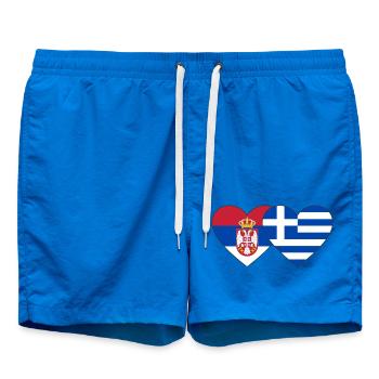 Serbie Grèce Drapeau Coeur - Short de bain - cobalt blue - Devant - AI Model Male 185 light (185cm)