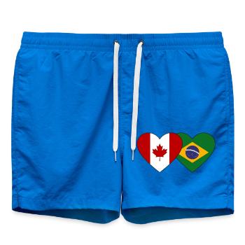 Drapeau du cœur du Canada et du Brésil - Short de bain - cobalt blue - Devant - AI Model Male 185 light (185cm)