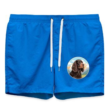 Boykin Spaniel Hunderasse Cartoon Kawaii Aquarell - Badeshorts - Cobalt blue - Vorne - AI Model Male 185 light (185cm)