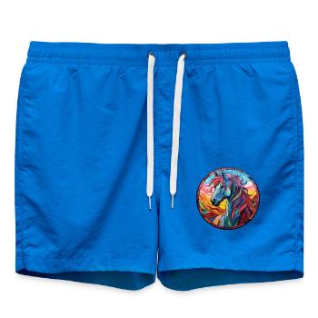 Pferd buntes Aquarell Tier Haustier Illustration - Badeshorts - Cobalt blue - Vorne - AI Model Male 185 light (185cm)