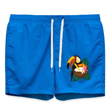 Tropischer Toucan mit Sonne - Sommer Design - Badeshorts - Cobalt blue - Vorne - AI Model Male 185 light (185cm)