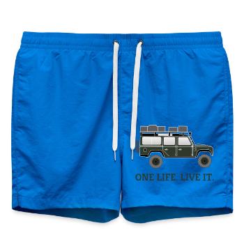Dachzelt Offroad 4x4 Reisefahrzeug T-Shirt - Badeshorts - Cobalt blue - Vorne - AI Model Male 185 light (185cm)