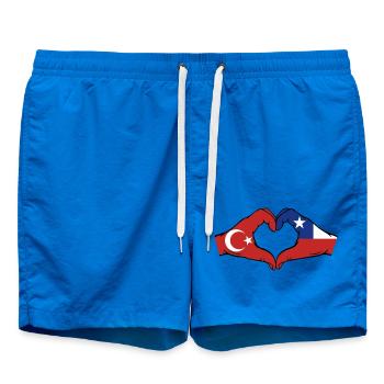 Türkei Chile Flagge Hände Herzform - Badeshorts - Cobalt blue - Vorne - AI Model Male 185 light (185cm)