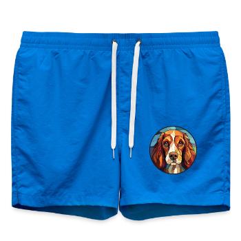 Norfolk Spaniel Hunderasse Aquarell Illustration - Badeshorts - Cobalt blue - Vorne - AI Model Male 185 light (185cm)