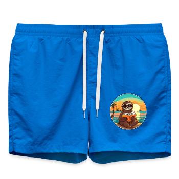 Faultier, niedlich, lustig, Cartoon, Kawaii, Buch, Strand - Badeshorts - Cobalt blue - Vorne - AI Model Male 185 light (185cm)