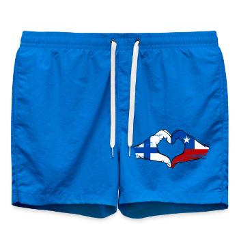 Finnland Chile Flagge Hände Herzform used - Badeshorts - Cobalt blue - Vorne - AI Model Male 185 light (185cm)