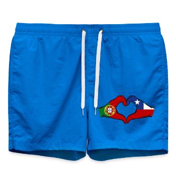 Portugal Chile Flagge Hände Herzform - Badeshorts - Cobalt blue - Vorne - AI Model Male 185 light (185cm)