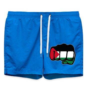 Palestinien Flagge Faust Hand - Badeshorts - Cobalt blue - Vorne - AI Model Male 185 light (185cm)