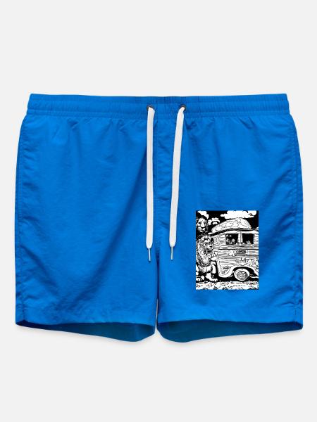 Löwe in Schwarz-Weiß um einen Wohnwagen - Badeshorts - Cobalt blue