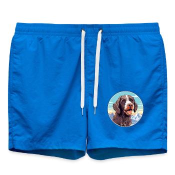 Pudelpointer Hunderasse Cartoon Kawaii Aquarell - Badeshorts - Cobalt blue - Vorne - AI Model Male 185 light (185cm)