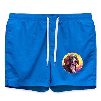 Friesische Vorstehund-Rasse-Karikatur Kawaii Watercol - Badeshorts - Cobalt blue - Vorne - AI Model Male 185 light (185cm)