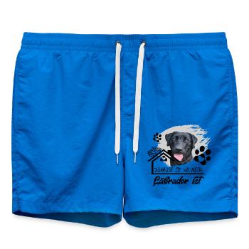 Schwarzer Labrador Spruch Zuhause ist wo mein..... - Badeshorts - Cobalt blue - Vorne - AI Model Male 185 light (185cm)