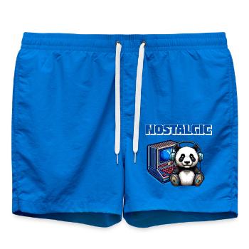 Nostalgie Panda Retro Gaming Motiv - Badeshorts - Cobalt blue - Vorne - AI Model Male 185 light (185cm)