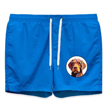 Drahthaarige zeigende Griffon-Hunderasse Aquarell - Badeshorts - Cobalt blue - Vorne - AI Model Male 185 light (185cm)