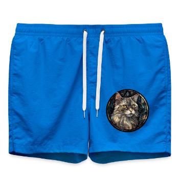 American Curl Cat Breed Aquarellglas - Badeshorts - Cobalt blue - Vorne - AI Model Male 185 light (185cm)