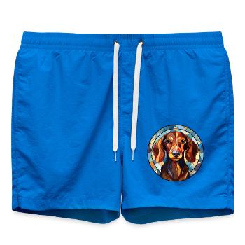 Dackel Hunderasse Aquarellglas - Badeshorts - Cobalt blue - Vorne - AI Model Male 185 light (185cm)