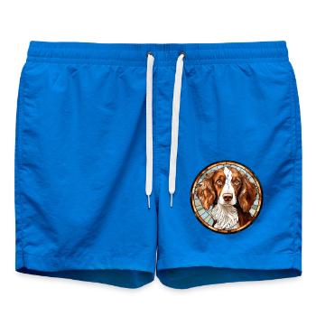 Bretagne Hunderasse Aquarellglas - Badeshorts - Cobalt blue - Vorne - AI Model Male 185 light (185cm)