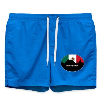 Monterrey Mexiko Flagge Skyline Silhouette Reisen - Badeshorts - Cobalt blue - Vorne - AI Model Male 185 light (185cm)