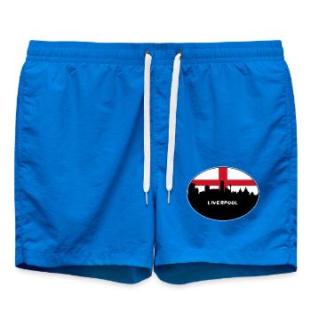 Liverpool England Flagge Skyline Reise Souvenir - Badeshorts - Cobalt blue - Vorne - AI Model Male 185 light (185cm)