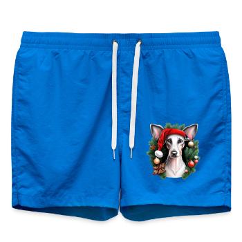 Whippet-Hund mit Weihnachtsmannmütze - Badeshorts - Cobalt blue - Vorne - AI Model Male 185 light (185cm)