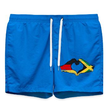 Deutschland Jamaika Flagge Hände Herzform used - Badeshorts - Cobalt blue - Vorne - AI Model Male 185 light (185cm)