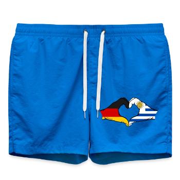 Deutschland Uruguay Flagge Hände Herzform - Badeshorts - Cobalt blue - Vorne - AI Model Male 185 light (185cm)