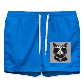 Cool Cat#2 - Badeshorts - Cobalt blue - Vorne - AI Model Male 185 light (185cm)