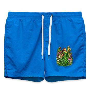 Grüner Blumengarten Göttin - Badeshorts - Cobalt blue - Vorne - AI Model Male 185 light (185cm)