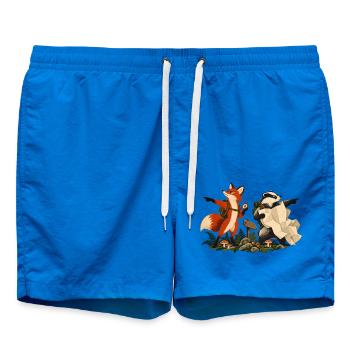 Fuchs und Dachs auf Wandertour - Badeshorts - Cobalt blue - Vorne - AI Model Male 185 light (185cm)