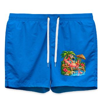Flamingo im Tropenparadies – Sommer Relax - Badeshorts - Cobalt blue - Vorne - AI Model Male 185 light (185cm)