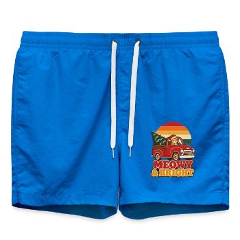 Meowy & Bright Retro Weihnachts Katze - Badeshorts - Cobalt blue - Vorne - AI Model Male 185 light (185cm)