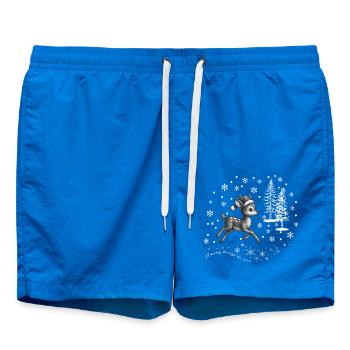 Rentier im Schnee /reindeer snowflakes Weihnachten - Badeshorts - Cobalt blue - Vorne - AI Model Male 185 light (185cm)