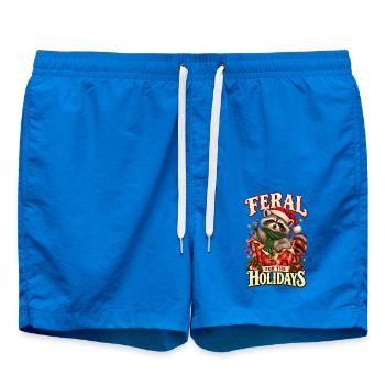 Feral For The Holidays Waschbär Weihnachten Humor - Badeshorts - Cobalt blue - Vorne - AI Model Male 185 light (185cm)