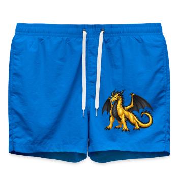 Goldener Drache – Majestätischer Fantasy Drache - Badeshorts - Cobalt blue - Vorne - AI Model Male 185 light (185cm)