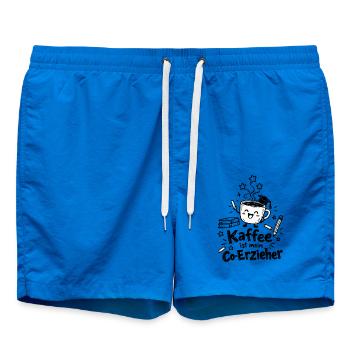 Lustiger Kaffeebecher Cartoon - Badeshorts - Cobalt blue - Vorne - AI Model Male 185 light (185cm)